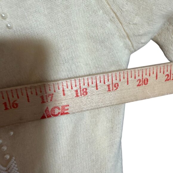 Vintage Montrose Sportswear Beaded Button Front Cardigan Sweater 42 Beige - Picture 11 of 11